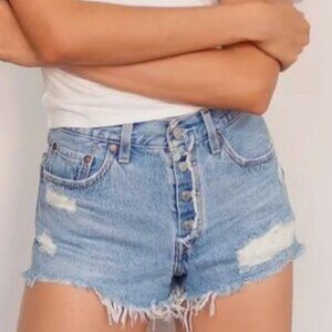 Levi’s Premium 501 Cutoff Exposed Button Fly Distressed Denim Shorts